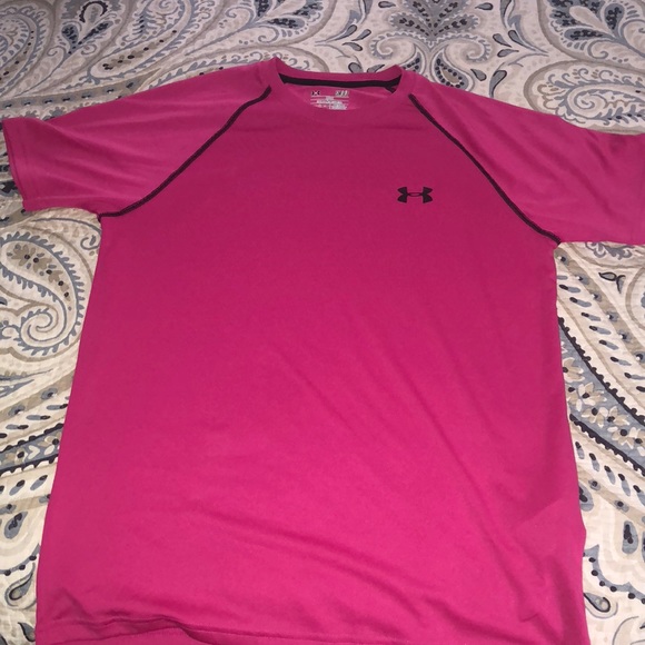 pink under armour shirt mens